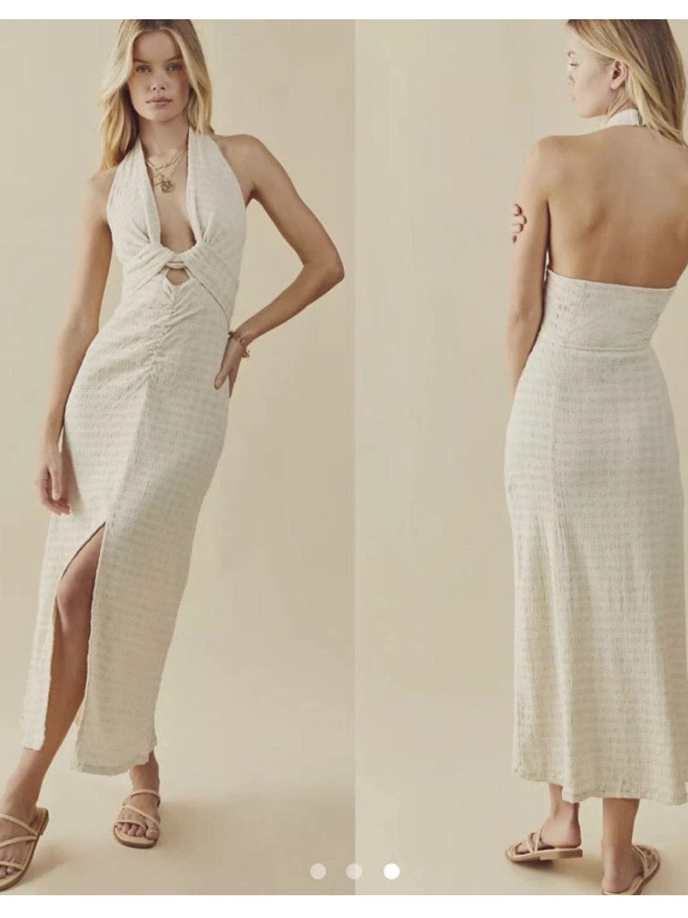 Free People Backless Halter Midi Dress in Cream endless summer Nya